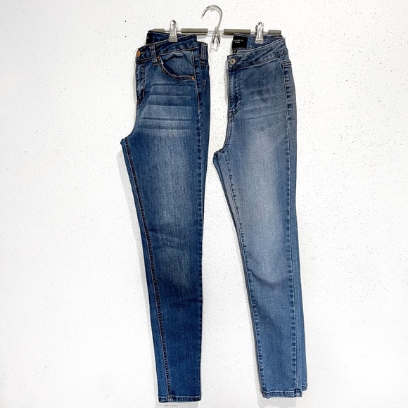 2 Pair Skinny Jeans Blue Size 1 High and Mid Rise - Picture 1 of 16